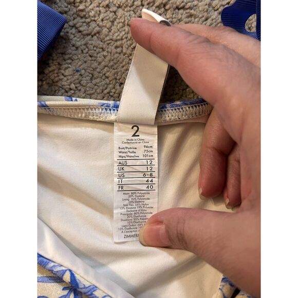 RARE Zimmerman Verity Tie Bandeau Bikini Set, Blue & White 6-8 - Picture 6 of 8